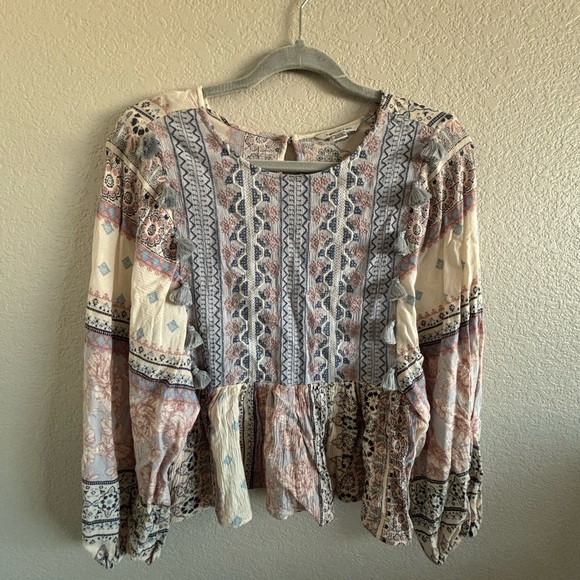 American Eagle Bohemian Print Long Sleeve Top - Picture 2 of 5